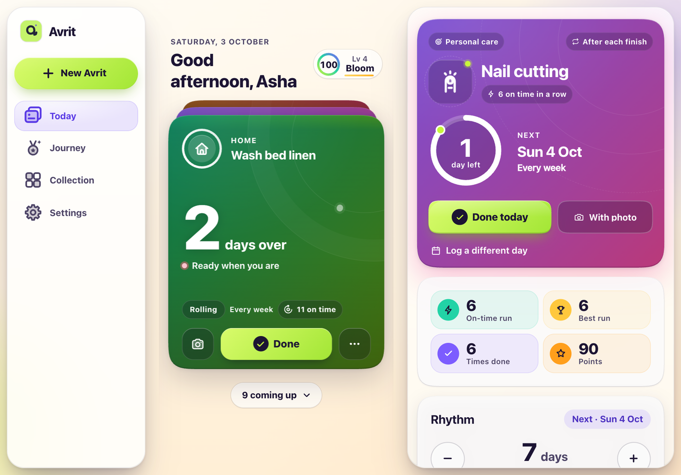 Avrit on iPad: a sidebar, the countdown stack and Nail cutting’s detail side by side